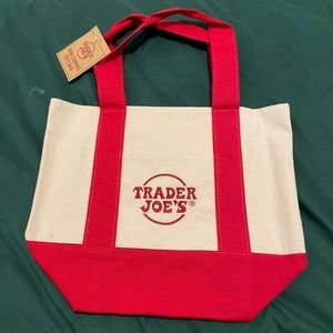 3 Trader Joe mini tote bags (1 Red, 1 Yellow, 1 Green)